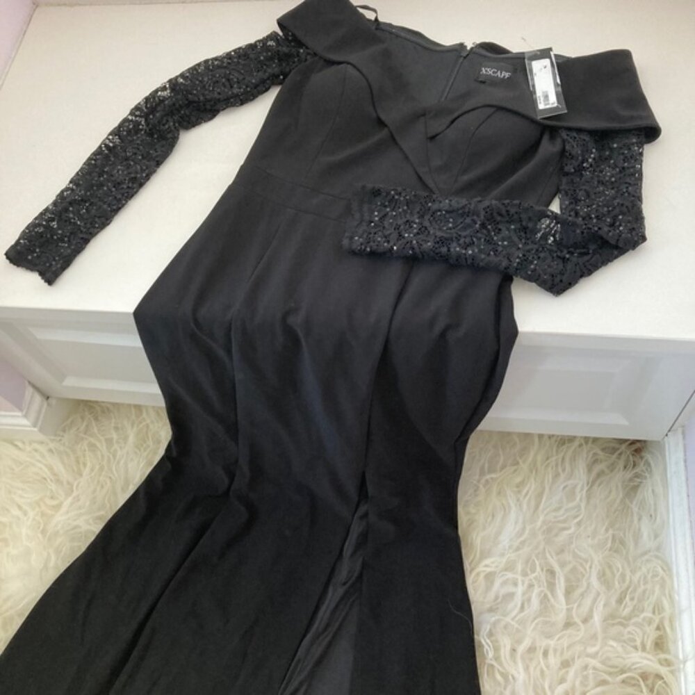XSCAPE LACE SLEEVES OFF-THE-SHOULDER FORMAL DRESS 0214 - Picture 2 of 16